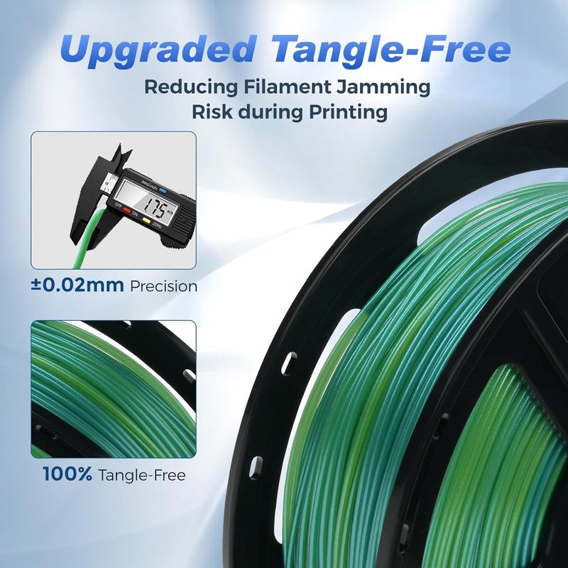FLASHFORGE Rapid PLA Filament 1.75mm +/- 0.02mm Yellow to Green Gradient, Max 500mm/s High Speed Printing, 3D Printer Filament 1kg(2.2lbs), Changing Colors with Light - Image 5